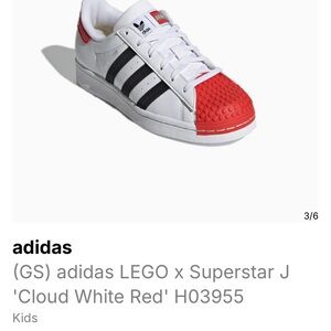 Adidas Kids Superstar Shoes - White and Red